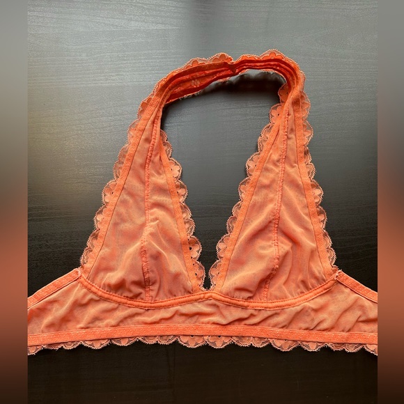 Intimately Free People Coral Orange Halter Floral Print Lace Bralette Size XS - Picture 7 of 8